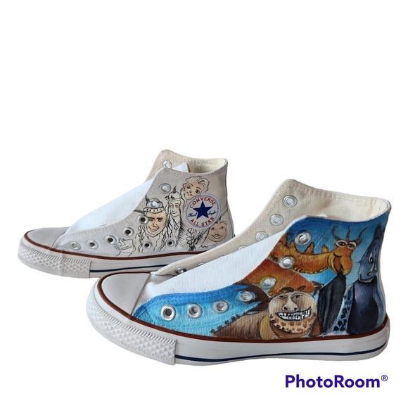Converse All Star Chuck Taylor INSPIRED Unisex Hand-Painted Hi-Tops Women 5.5 - Picture 3 of 13